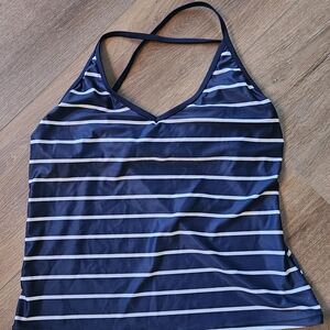 Nautica Blue and White Striped Bikini Top